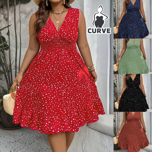 PARADSIS™ Polka Dot Print Ruffle Hem Dress